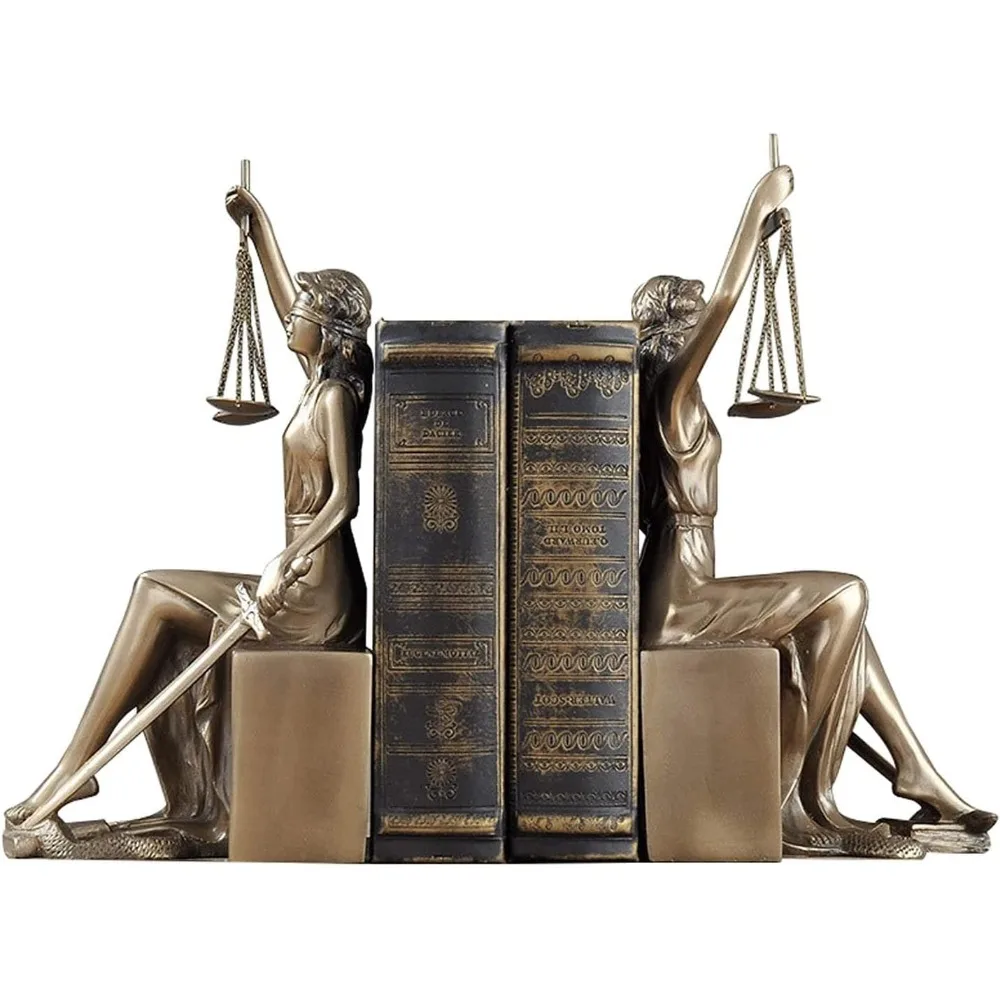 

Thxsoon Lady Justice Statue Decorative Bookends Sculpture for Home and Office Decor, Perfect for Lawyers and Law Students - 10 x