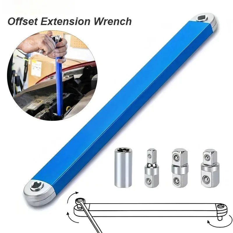 Offset Extension Wrench Set Square Socket Drive Extender Bar Auto Repair DIY Garage Mechanic Household Hand Tools Supplies