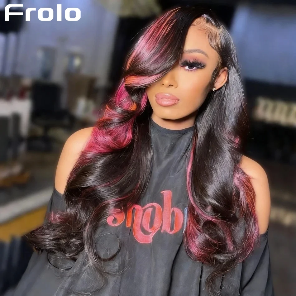 

Розовый парик с эффектом омбре и волнистыми прядями из натуральных волос, 13x6 HD кружевной фронтальный парик, окрашенный, предварительно прорезанный, с кружевной основой, плотность 250%, для женщин