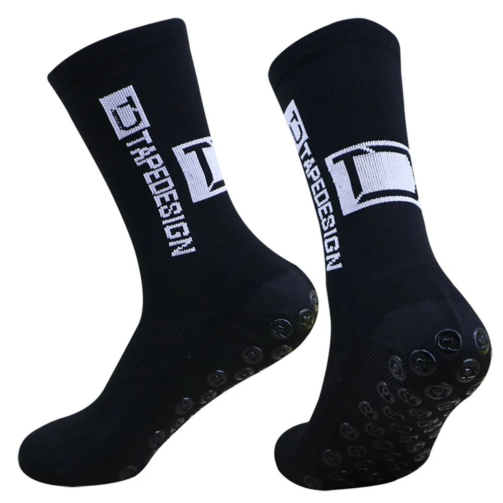 1 Pair of Anti Slip Soccer Socks for Men, Anti Slip Grip Soccer Basketball Sports Bike Socks, Shock-absorbing Sports Socks