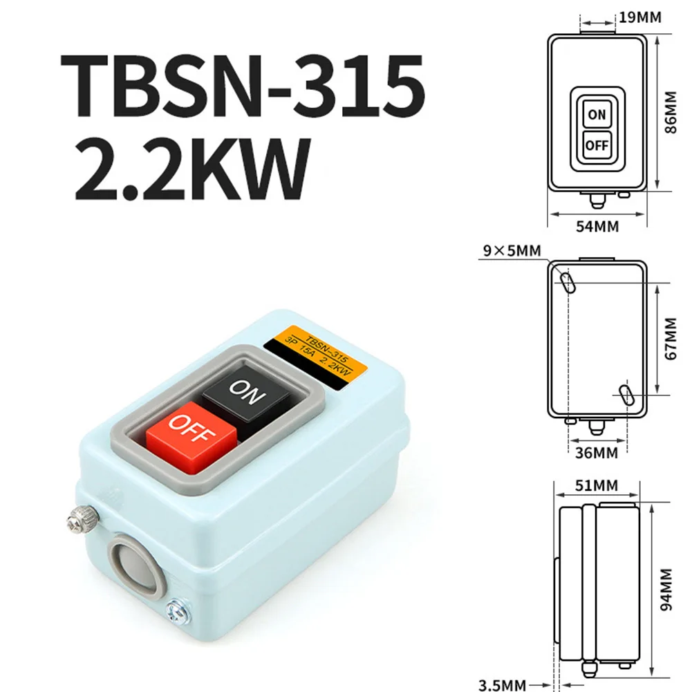 AC220/380V Push Switch Silver Point Power Switch Push Starter TBSN-330 3.7KW Electrical Equipment Supplies