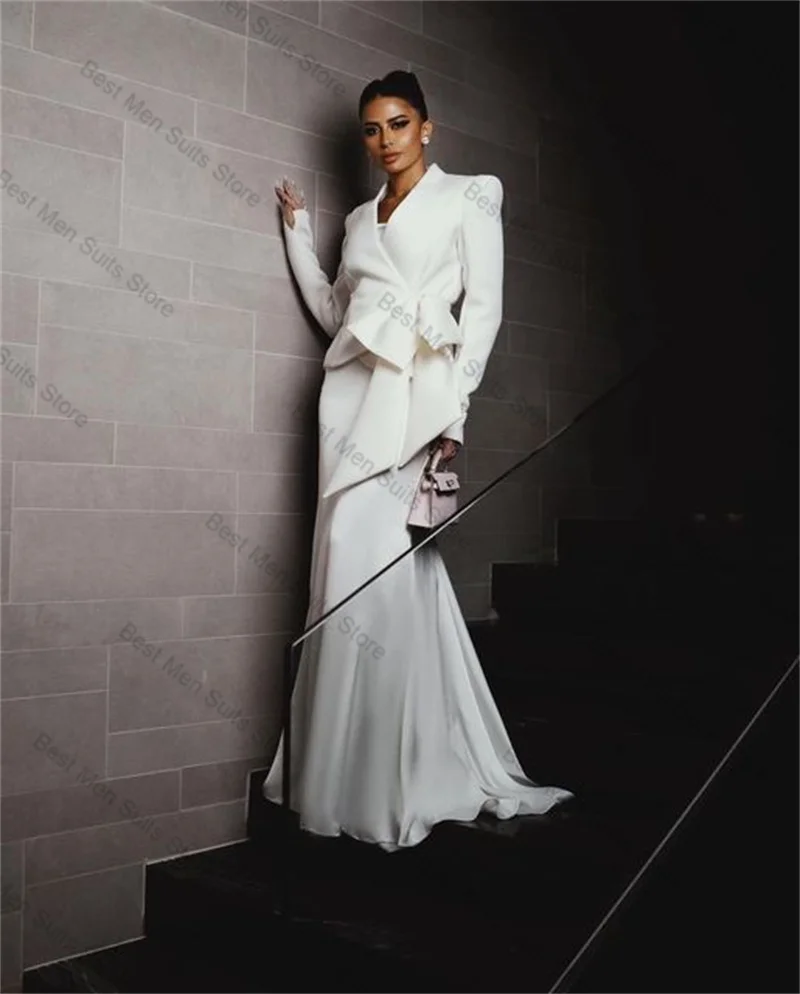 

Pinstripe Grey Women Suit Set 2 Piece Blazer Pants Trousers Formal Office Jacket Customized Wedding Tuxedos Cotton Prom Coat