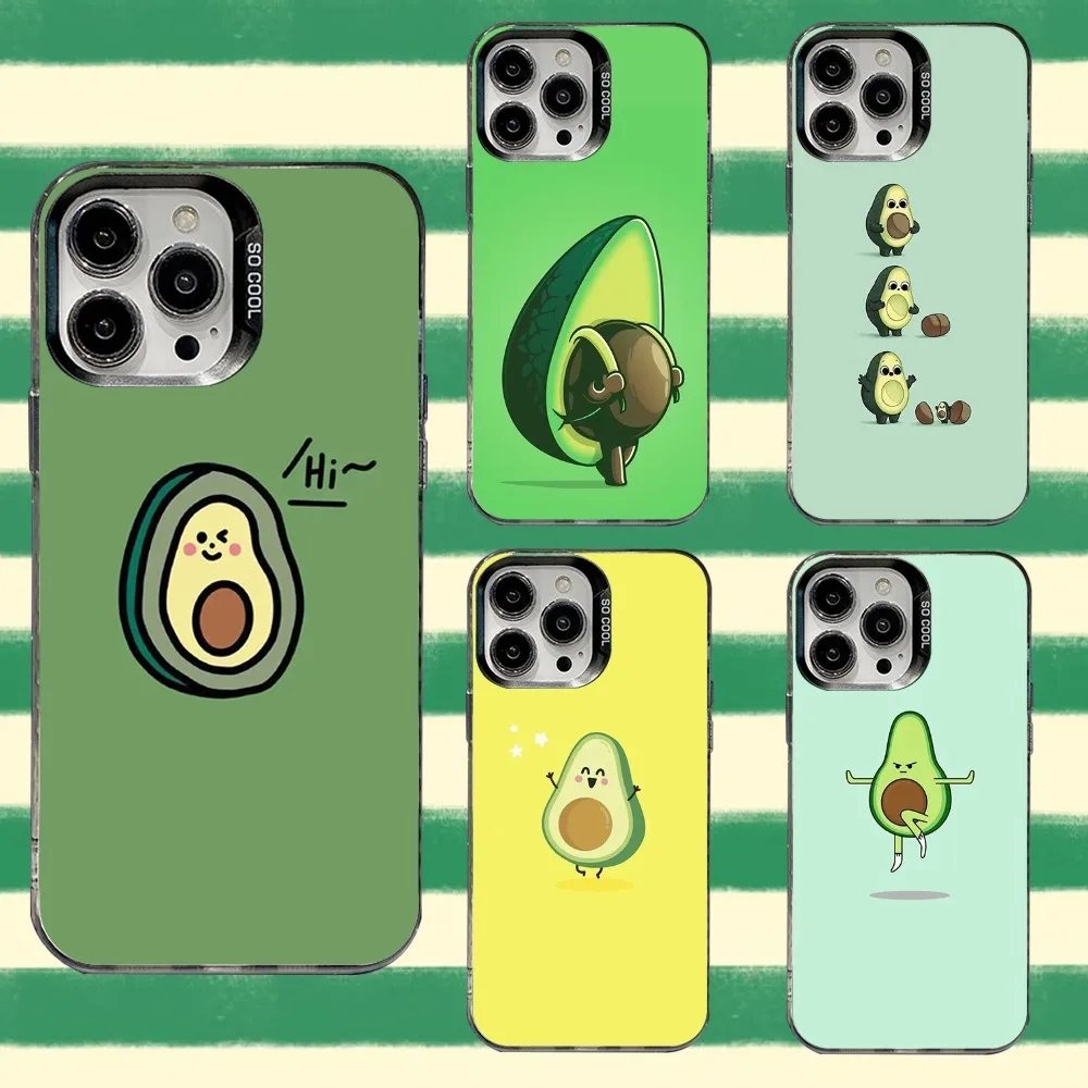 

Cute Avocado Cartoon Phone Case For iPhone 16,15,14,13,12,11,8,7,Pro,Max,Plus,Mini,XS,SE Anti Fall Black Matte Hard