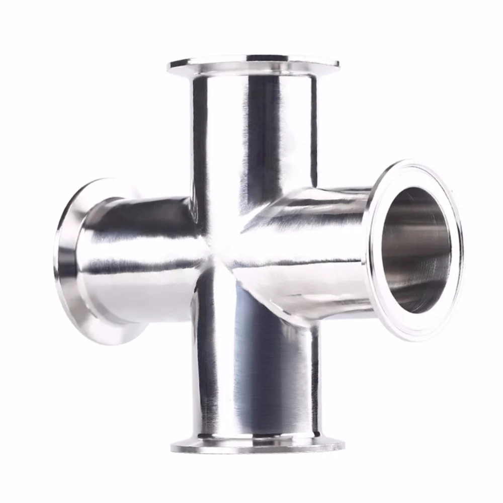Clamp Φ19Φ25Φ32Φ38mm OD50.5mm Sanitary Four-way Equal Diameter Opening Cross Joint 304 Stainless Steel Chuck Four-way Pipe
