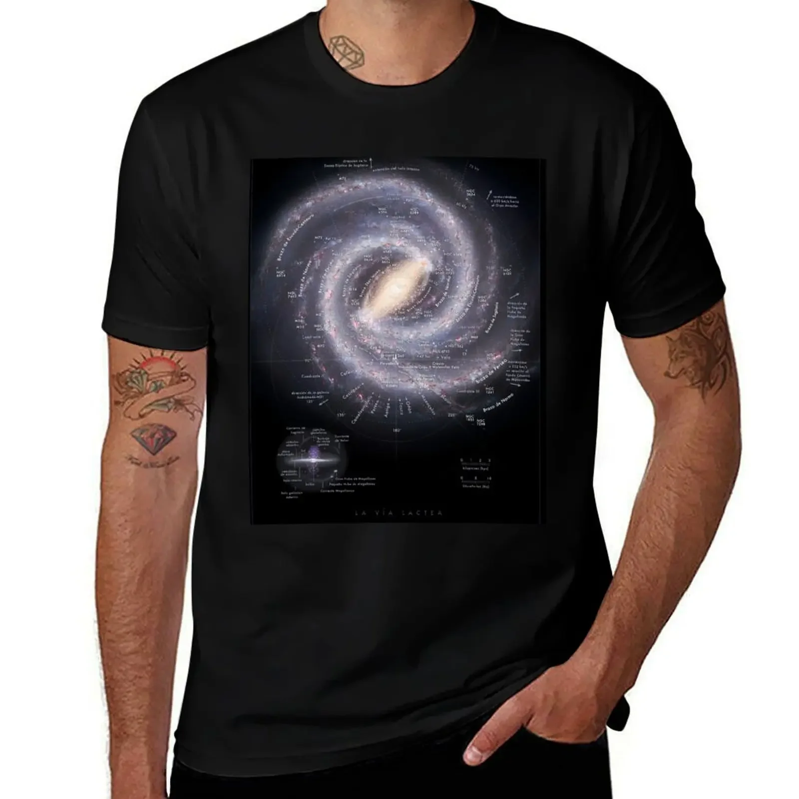 **SPANISH** Milky Way Map HD (en Espa?ol) Mapa de la Vía Láctea T-Shirt graphic tee shirt oversized t shirt men