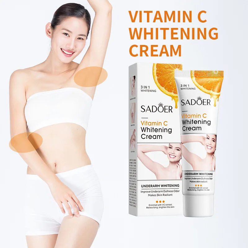 Underarm Whitening Cream Moisturizing Lighten Cream Intimate Areas Vitamin C Dark Spot Remover Neck Elbow Inner Thigh Knees