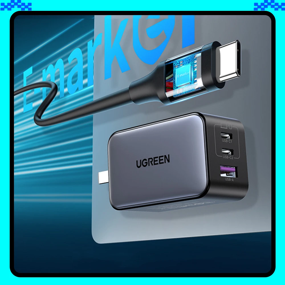

UGREEN 65 Вт GaN зарядное устройство Quick Charge 4.0 3.0 USB C зарядное устройство для iPhone 17 16 15 Pro Max ноутбук Macbook Air Tablet PD быстрое зарядное устройство