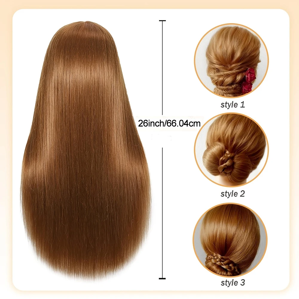26 Inch/ 65 cm Hair Styling Mannequin Head  Doll Head Human Hair for Hairdresser Practice Hair and Makeup With Free Clamp