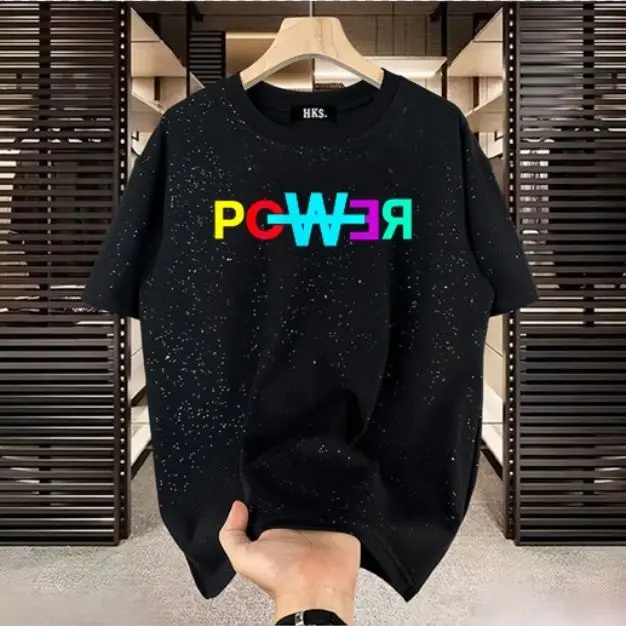 

Мужская летняя футболка больших размеров с принтом «Звездная ночь», блестками, коротким рукавом, из дышащего хлопка, удобная посадка