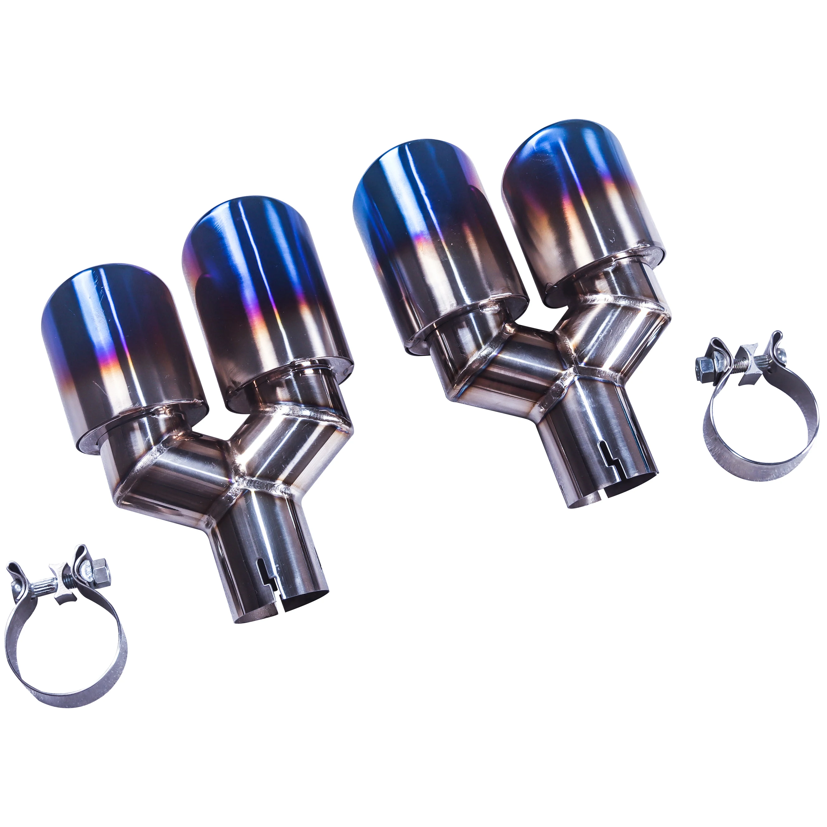 All Titanium Alloy Bluing Process Exhaust Tips 63mm Interface 89mm Air Outlet One Drag Two Tail Throat Air Outlet Exhaust Tips