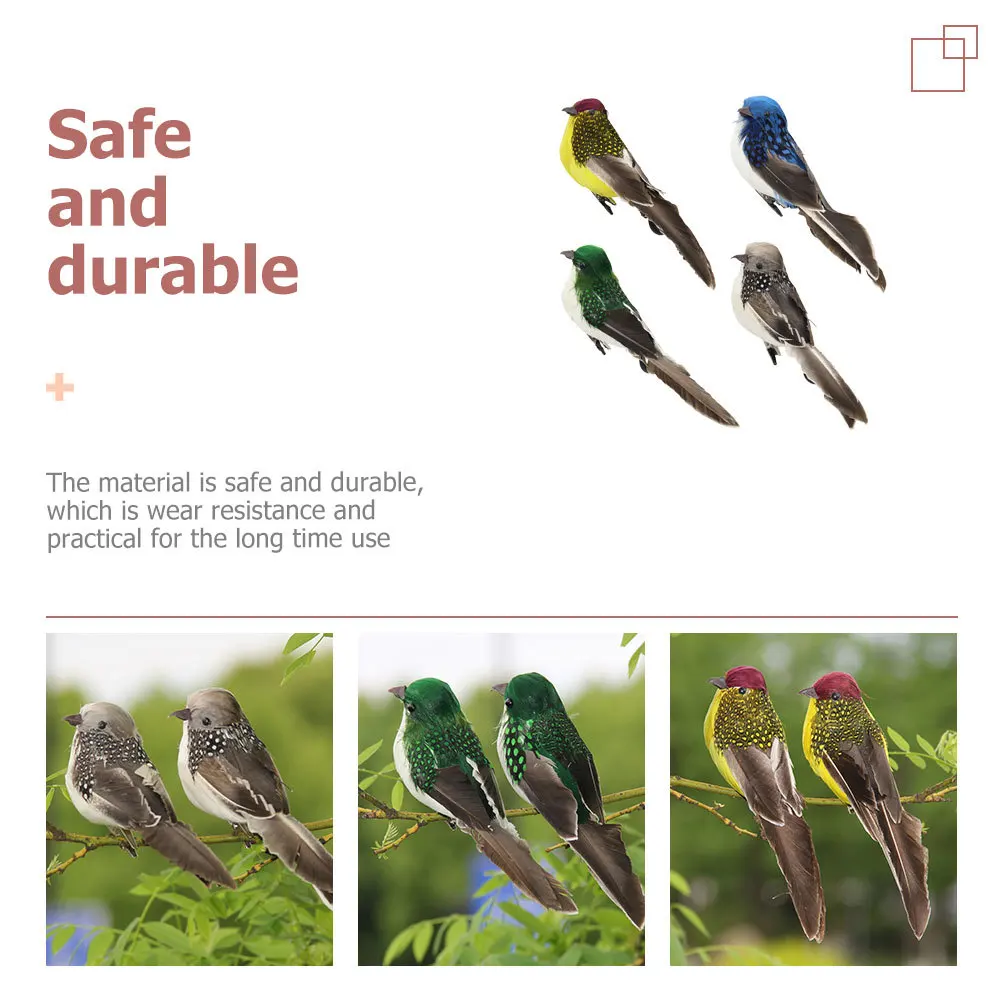 

4Pcs Simulation Feathered Birds Premium Lifelike Outdoor Garden Yard Park Decor Small Bird Adornment for Balcony Porch Walkway