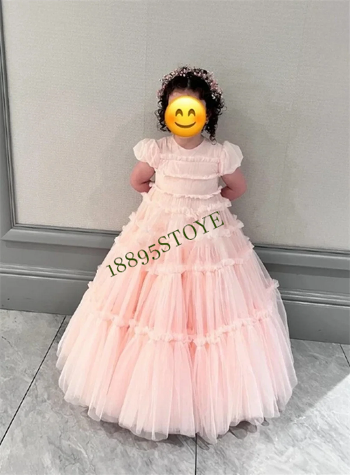 Puffy Girl Gown Flower Girl Dress Tulle Pink Wedding Party Dresses Cute Baby Girl Dress Princess Dress Little Bridal