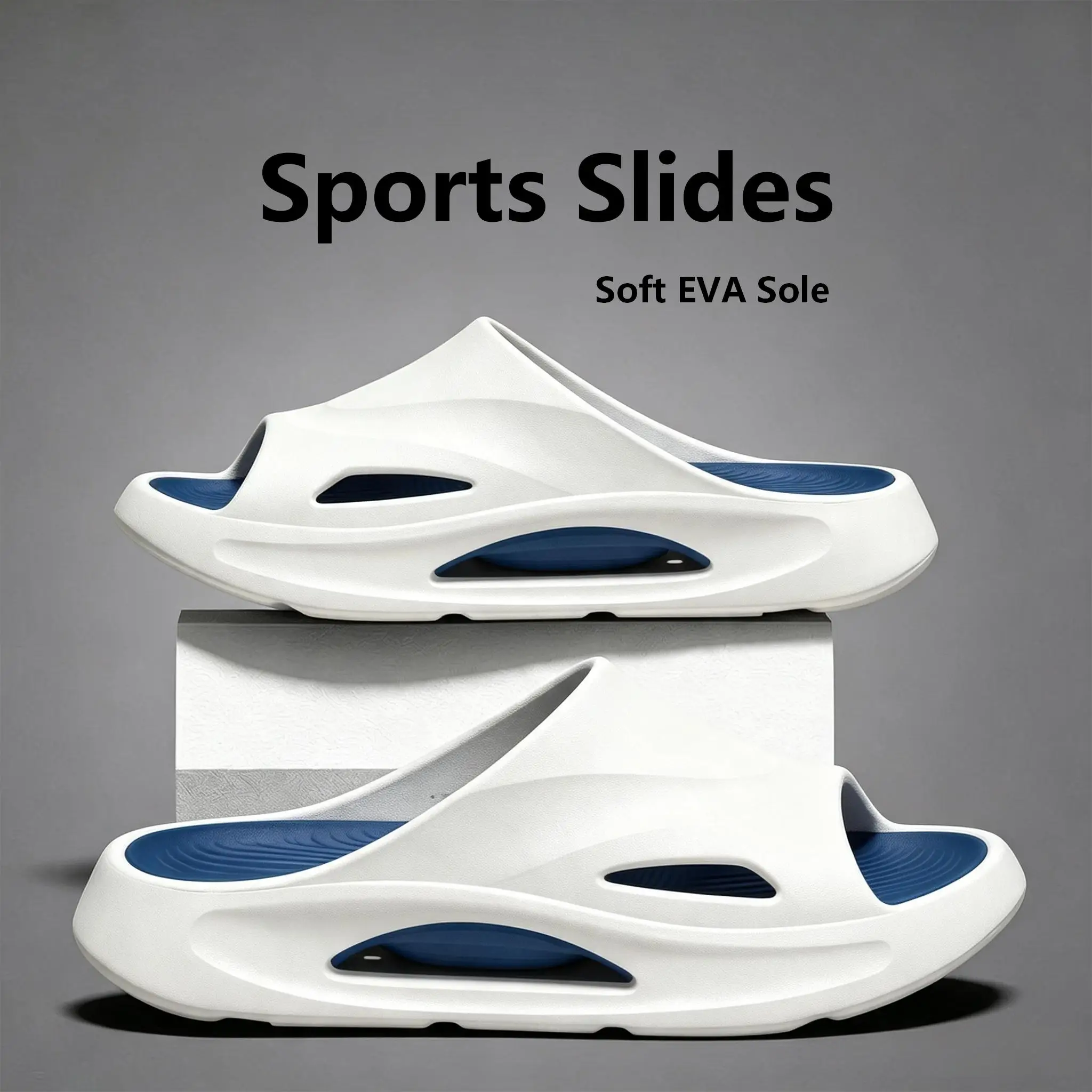 Men Sports Slides Upgraded Soft EVA Detachable Midsole Anti Slip Cloud Bounce Outdoor Walking Slide Sandals