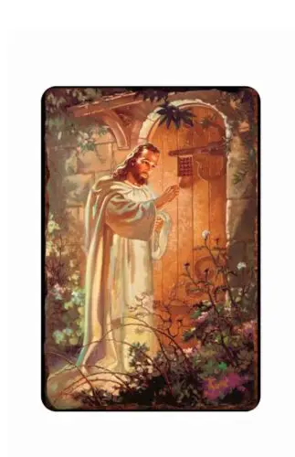 Jesus Christ Art Knocking At  Your Door? All Metal Tin Sign  8 x 12