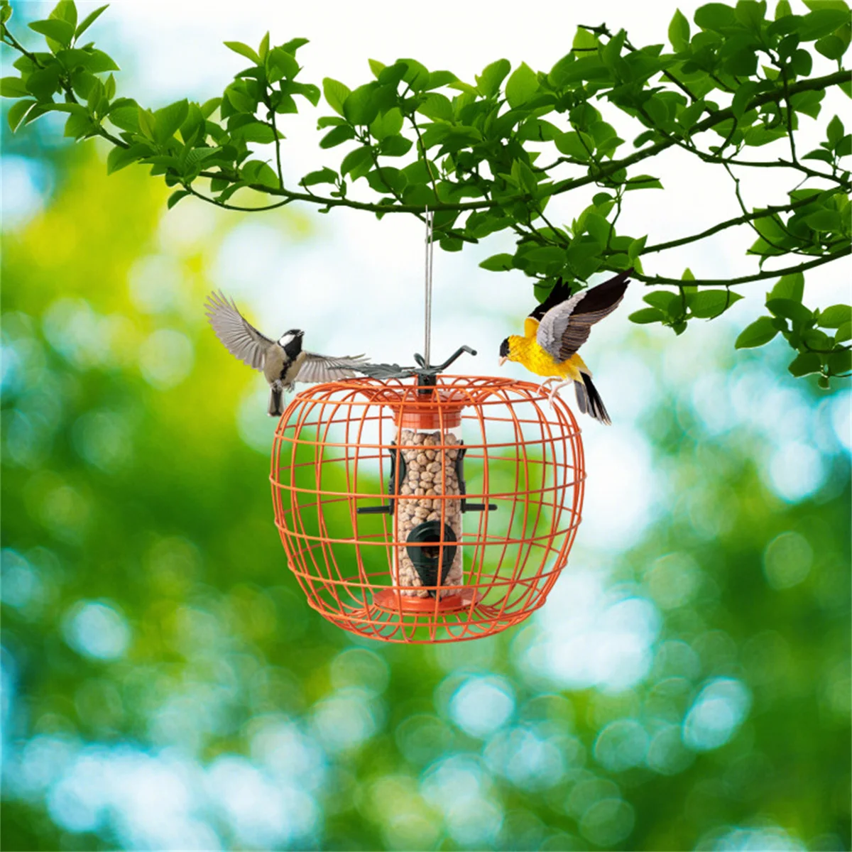 

Squirrel-Proof Bird Feeder with Cage and 4 Metal Ports