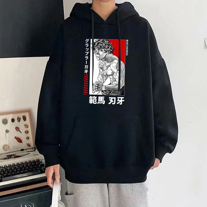 Fashion Women'S Hooded Autumn And Winter Fleece Hoodies/Sweater For Women Casual Anime Hanma Baki Printed Long Sleeve