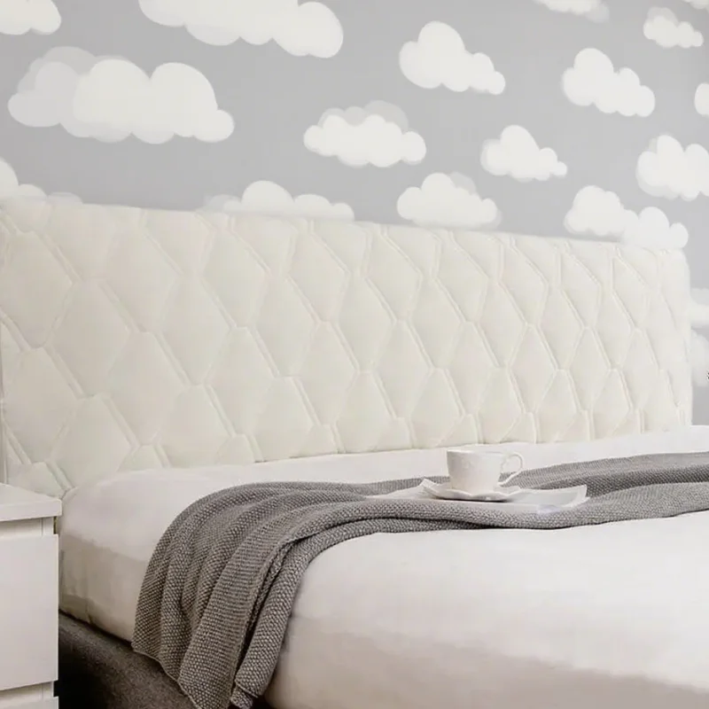 Luxury Thicken Plush Quilted Headboard Cover Solid Color Gray All-inclusive Bed Head Cover Velvet Bed Back Dust Protector Cover