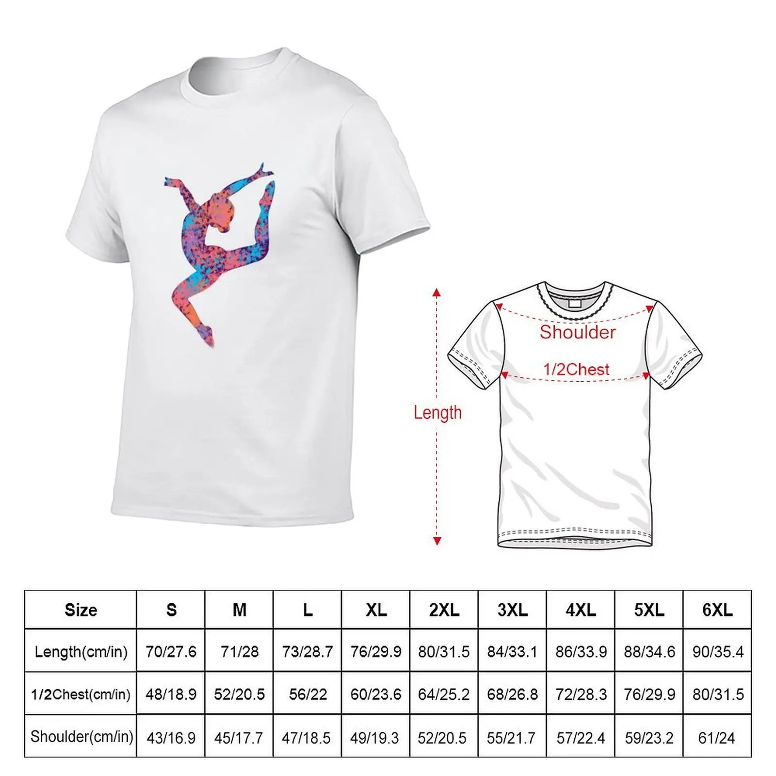 Gymnast Dancer Silhouette Rainbow T-Shirt vintage clothes valentines clothes cotton t shirt men