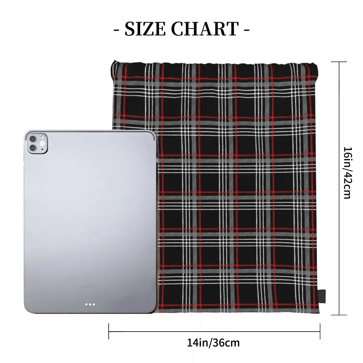 GTI Tartan Backpacks Casual Portable Drawstring Bags Drawstring Bundle Pocket Shoes Bag Book Bags For Man Woman Students