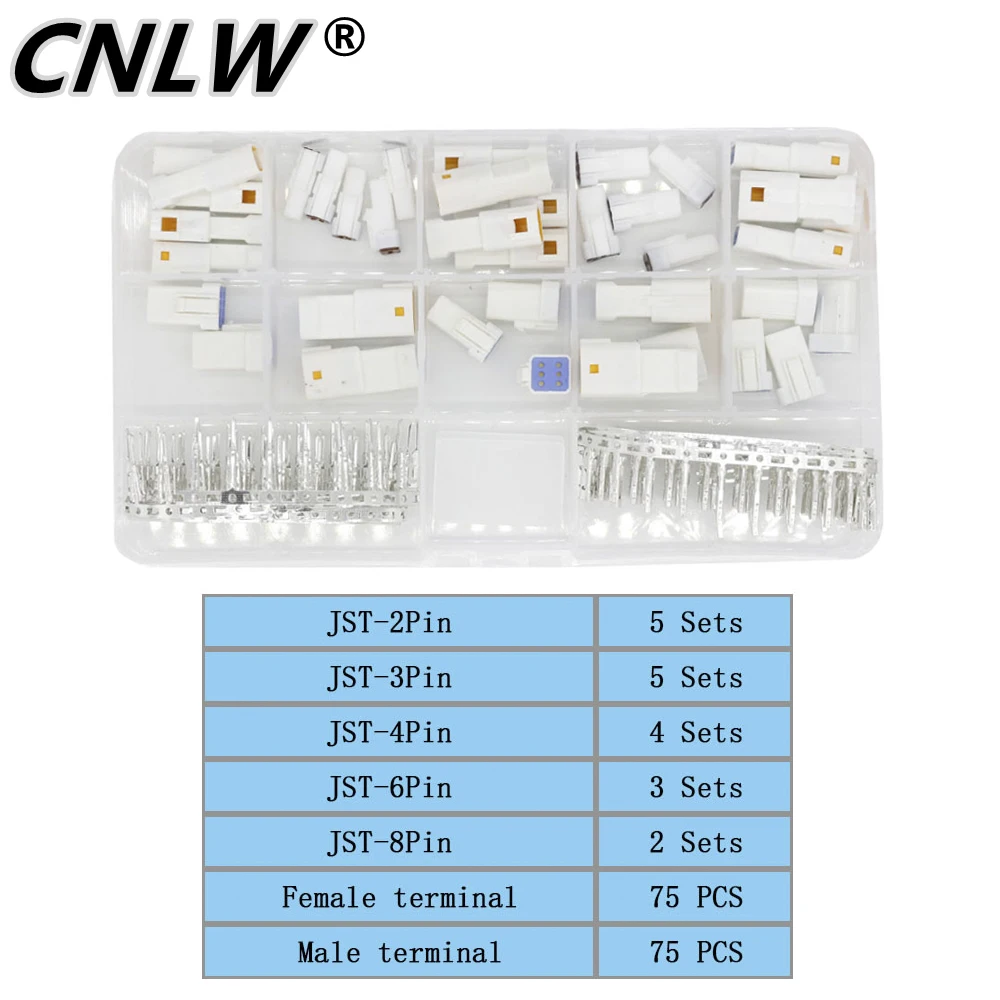 JST-02R 19 Sets Automotive Connectors JST02R-JWPF-VSLE 2/3/4/6/8 Pin Waterproof Connectors Male and Female JST 02T 03R 04R 06R