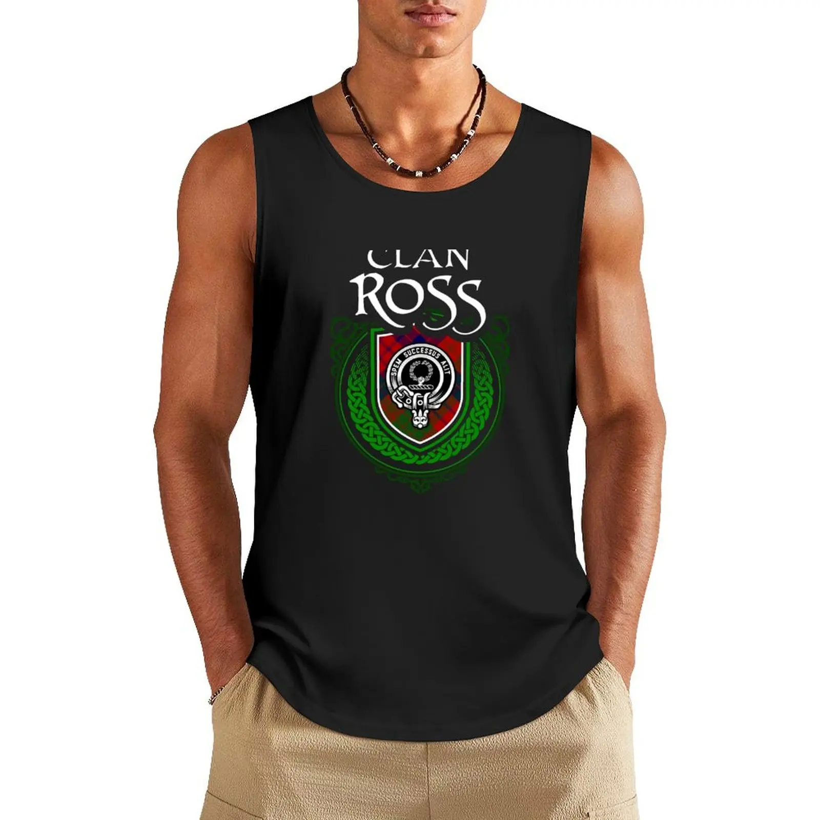 

Ross Surname Scottish Clan Tartan Crest Badge Tank Top Top sleeveless Men's t-shirts sleeveless gym shirt man fitness