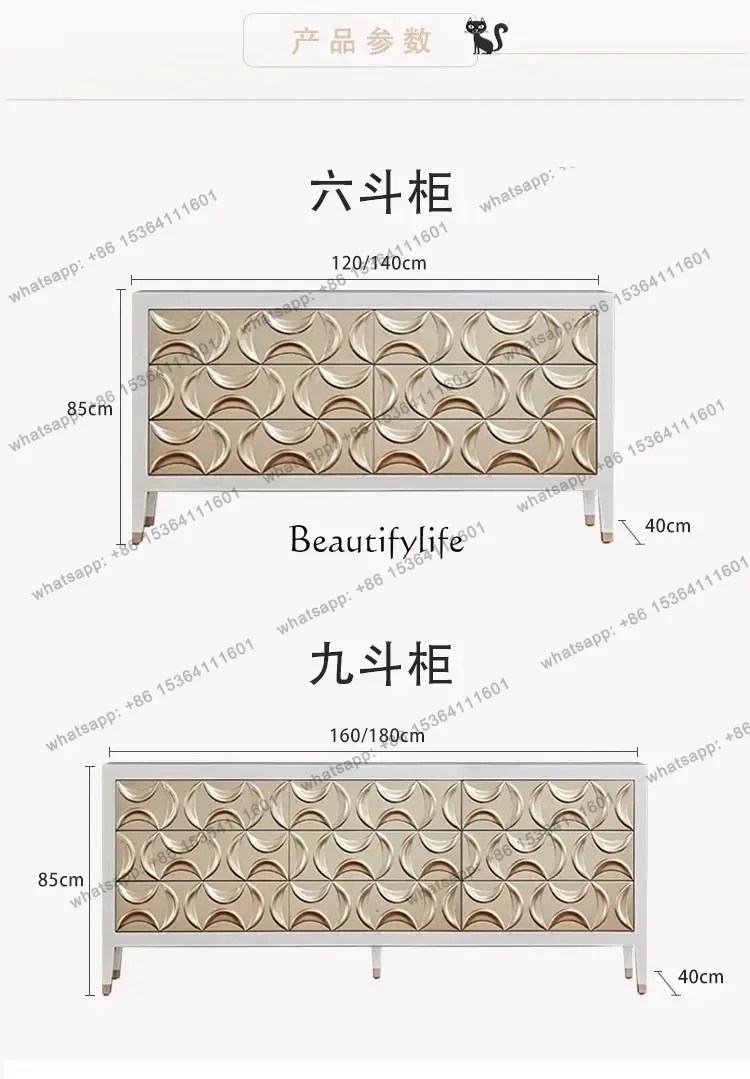 Customization LAmerican living room entrance cabinet design neoclassical white solid wood three-dimensional carved European side