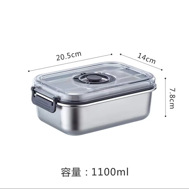 Stainless Steel Vacuum Food Container Airtight Kitchen Storage for Vegetables Fruits Lunch Box