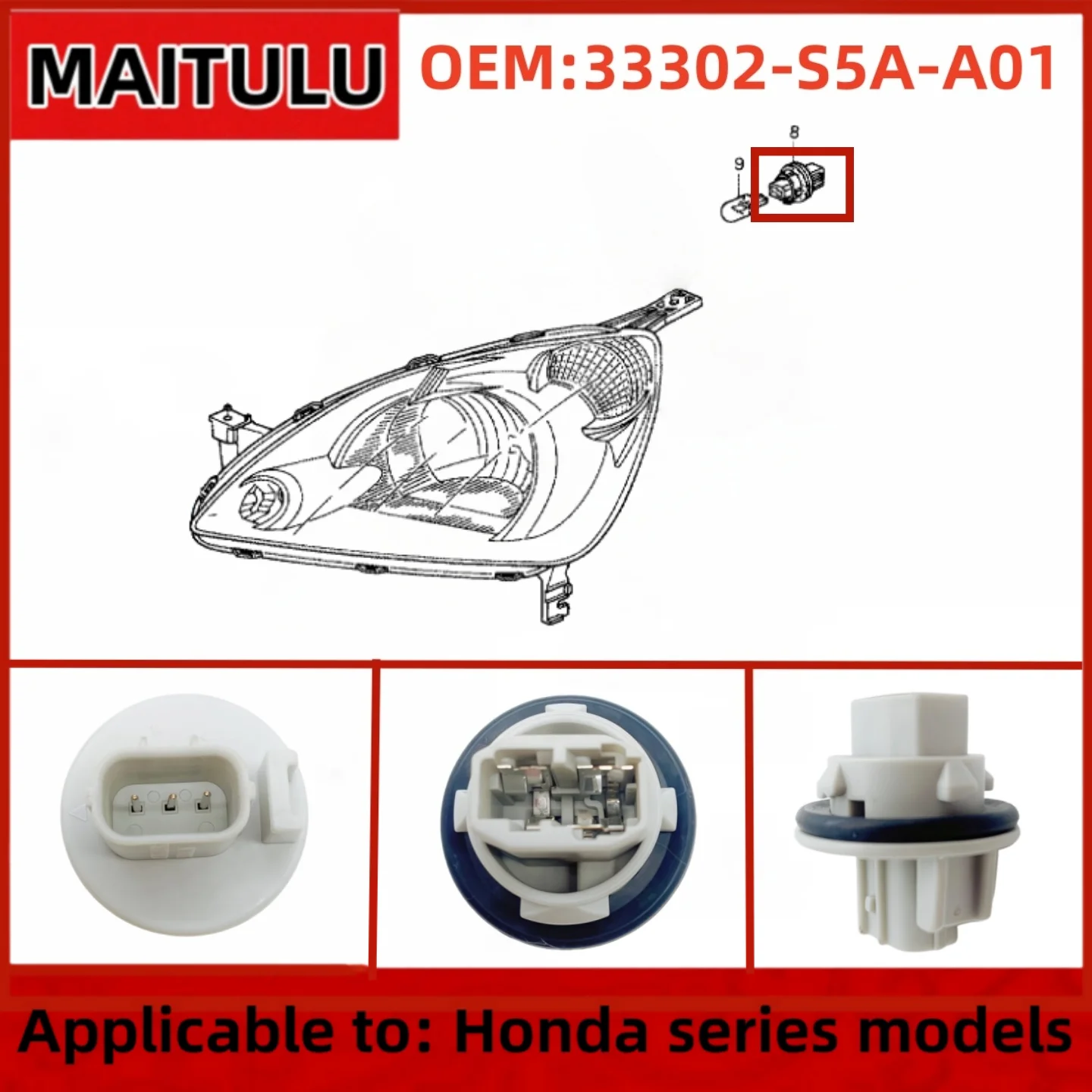 

Turn signal lamp socket 33302-S5A-A01 For Honda CR-V ELEMENT Acura RDX STREAM Civic Rear turn signal base Bulb socket