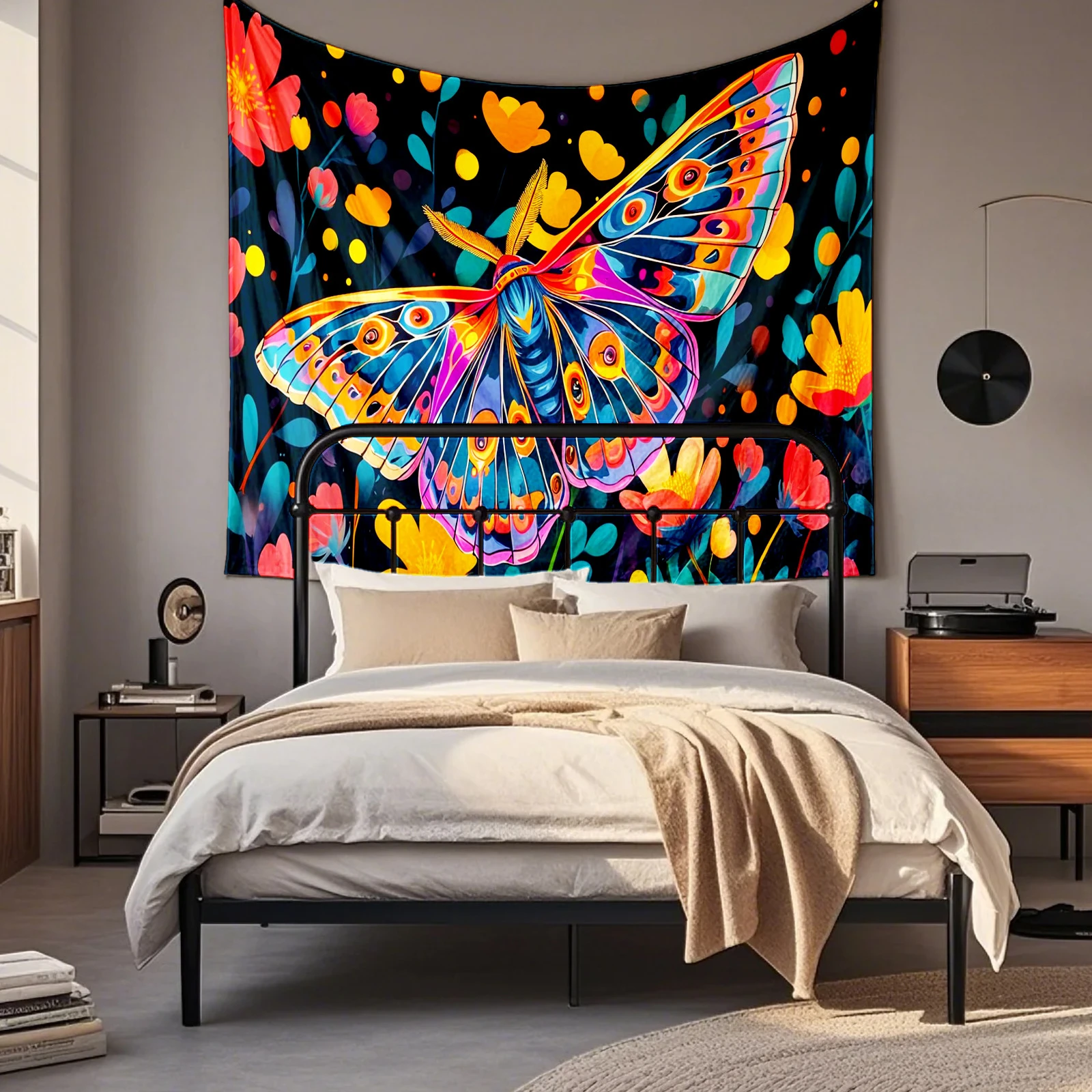 VIKAMA Psychedelic Sun & Moth Tapestry, 6 Assorted Designs, Wall Hanging Art for Bedroom Living Room