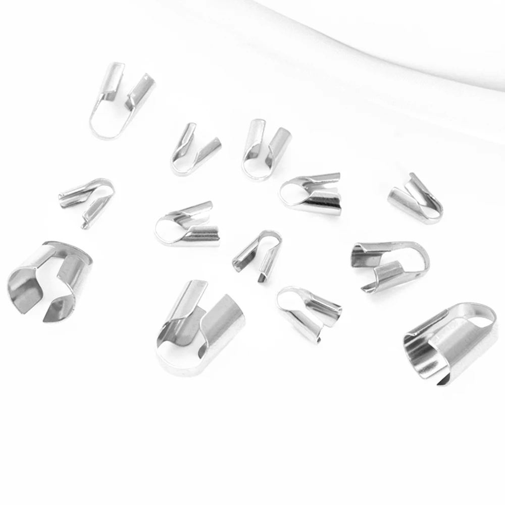 50 قطعة الفولاذ المقاوم للصدأ الحبال تجعيد نهاية المشابك الخرز قبعات جلدية كليب تلميح أضعاف تجعيد سوار موصلات لصنع المجوهرات #5