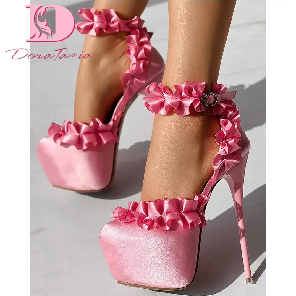 Brand New Ladies Platform Summer Sandals Fashion Frill Hem Stiletto Thin High Heel women's Sandals Party Sexy Woman Shoes