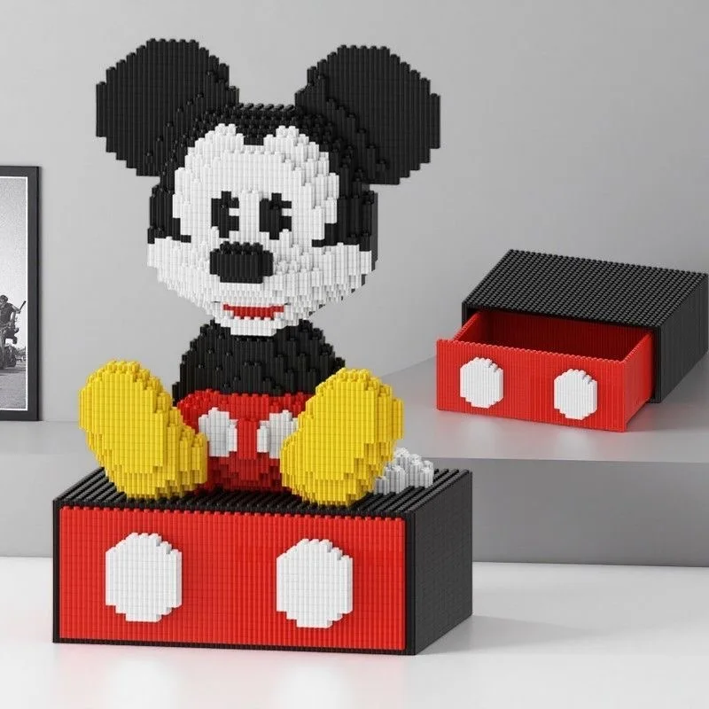 

Cute Sitting Mickey Mouse Building Blocks Toy Small Particle Bricks Children's Building Blocks Toy Birthday Gift Storage Box