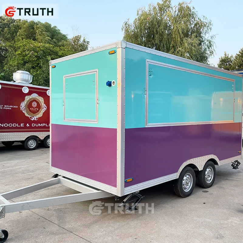 custom.Truth Coffee Kiosk Street Mobile Food Truck Cart Travel Camping Fast Food Trailer with Kitchen