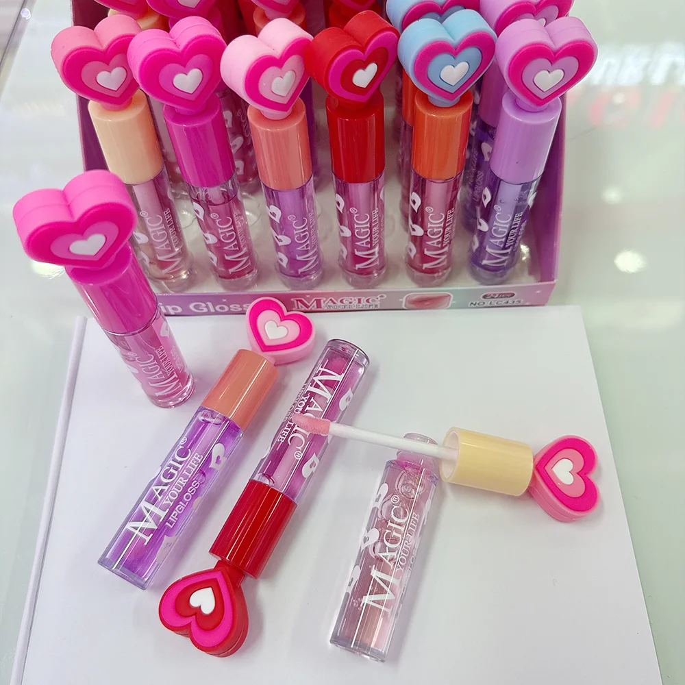 24 szt. Odcień ust błyszczyk 6 zestaw kolorów w kształcie miłości długotrwała wodoodporna szminka nawilżająca do ust makijaż ust