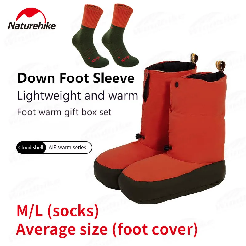 Naturehike 750Fp Ultralight Foot Cover Suit Outdoor Winter Ski Keep Warm Goose Down Shoes Wool Socks Windproof Non-Slip Camping