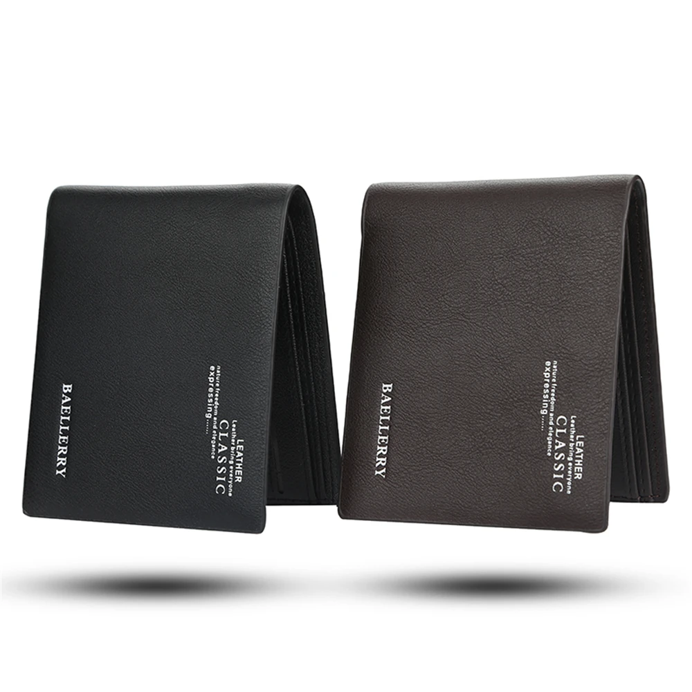 Short Men Wallets Pocket Slim Card Holders Luxury Male Purses High Quality PU Leather Men's Wallet Money Clips