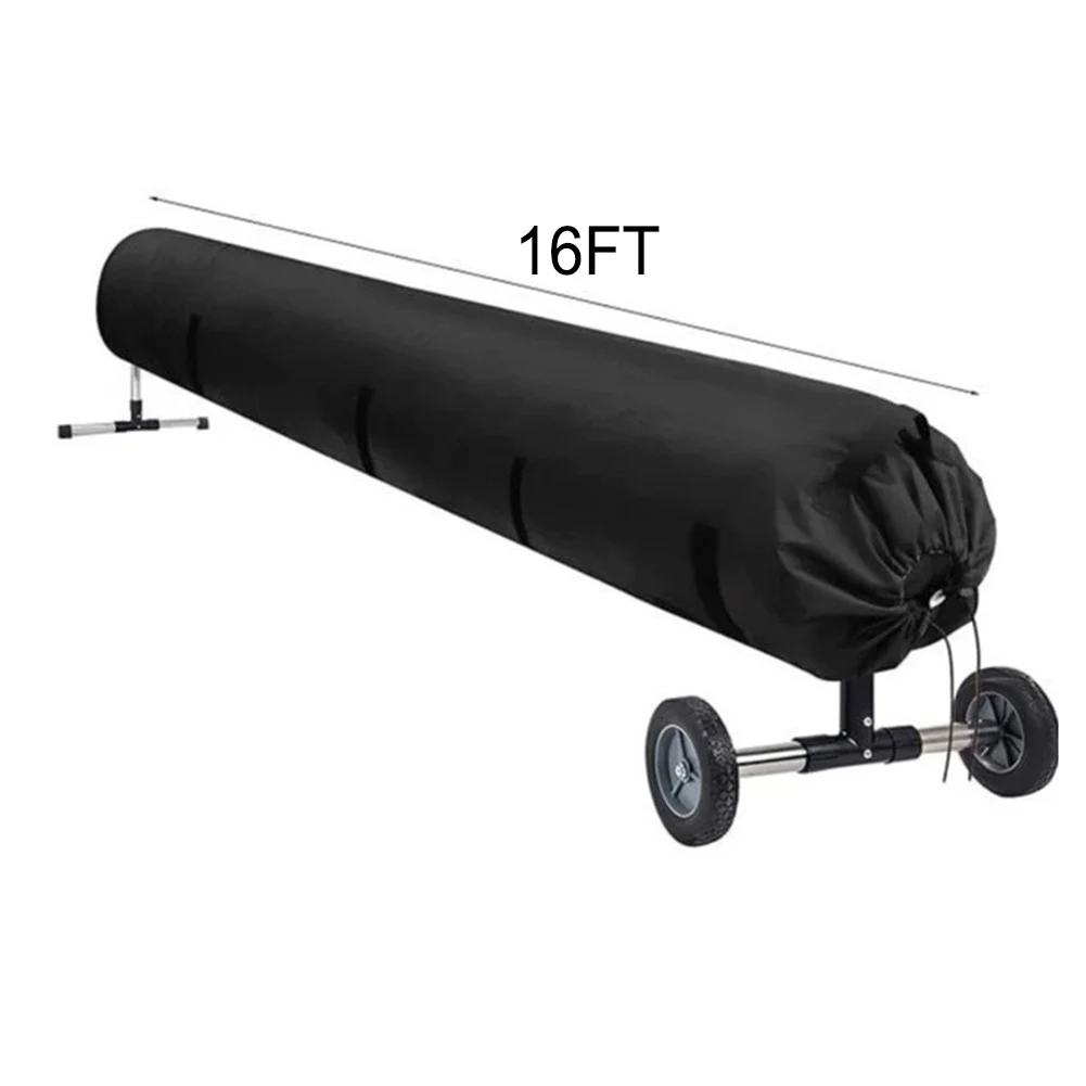 420D Oxford Pool Solar Reel Cover Black Dustproof Storage Bag With Drawstring For Above Ground Swimming Pool Blanket Protection