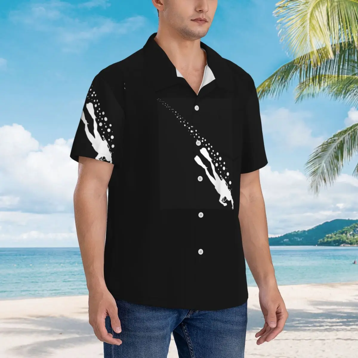 

Scuba Diving Apparel Scuba Diving Hawaiian Shirts Casual Men Short Sleeve Shirt for Summer Beach Men's Button Tops