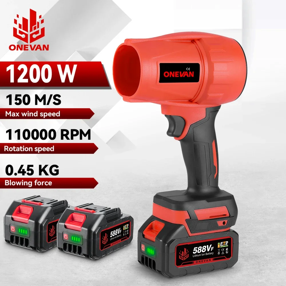 ONEVAN 1200 Вт Электрический воздуходувка Турбореактивный вентилятор 110000 Автомобильная сушилка об/мин, ручной инструмент для выдувания пыли, 21 В для аккумулятора Makita