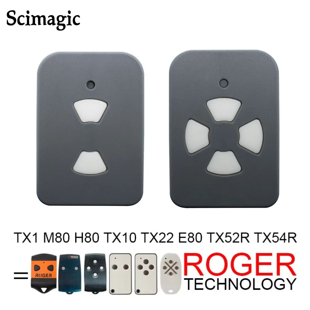 

ROGER E80 TX52R TX54R TX22 TX10 TX1 M80 H80 Пульт дистанционного управления гаражными воротами, клон, устройство открывания гаражных ворот, программирование, фиксированный код 433,92 МГц
