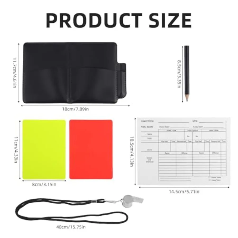 Perlengkapan Wasit Sepak Bola Set Kartu Kuning Merah Peluit Wasit Suara Keras dengan Tali Penggantung Kertas Catatan Pensil Kartu H