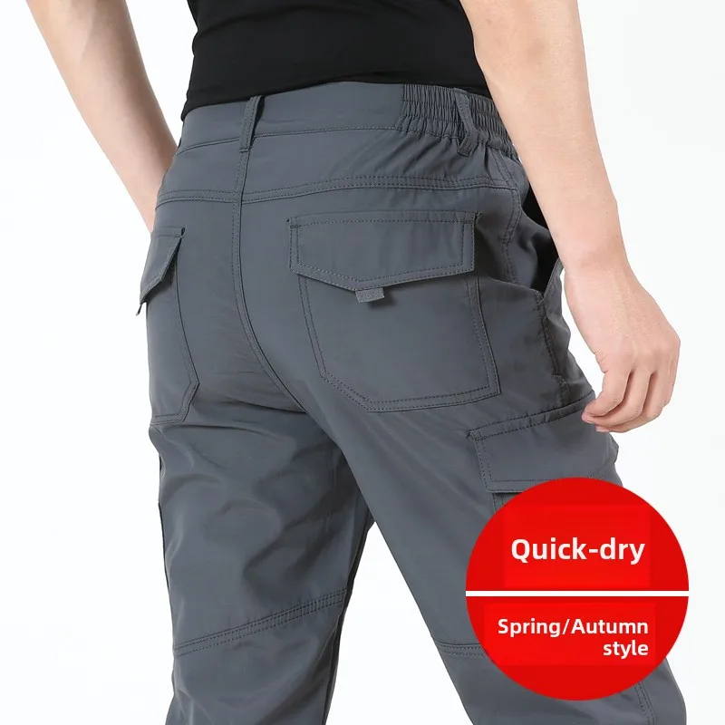 

Men's Outdoor Casual Pants Spring Autumn Multi-Pocket Trousers Loose Straight Leg Large Size Waterproof Cotton Blend