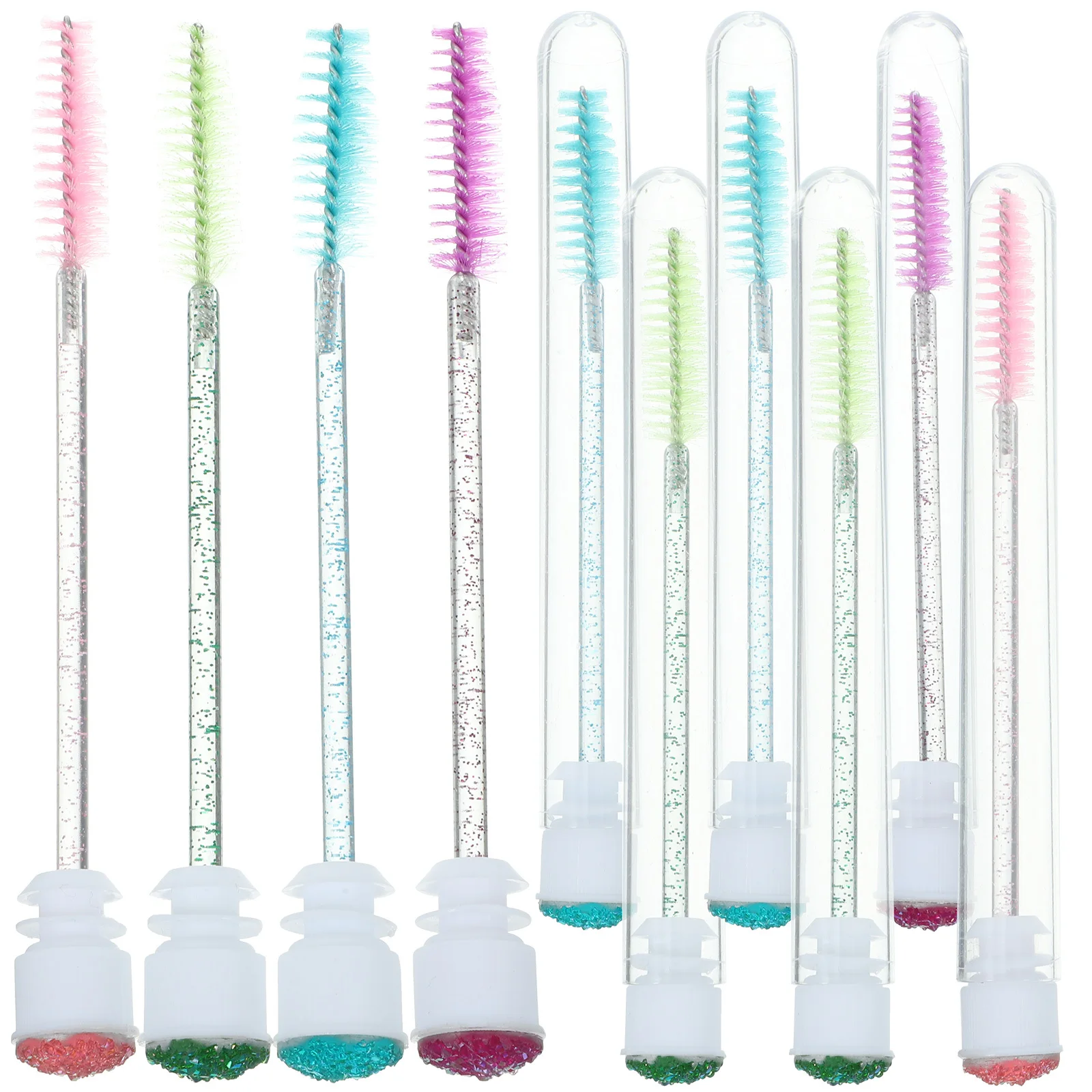 10 pezzi pennelli per mascara con asta di cristallo tubi applicatori per ciglia portatili trucco da viaggio pettine per ciglia pennello per sopracciglia