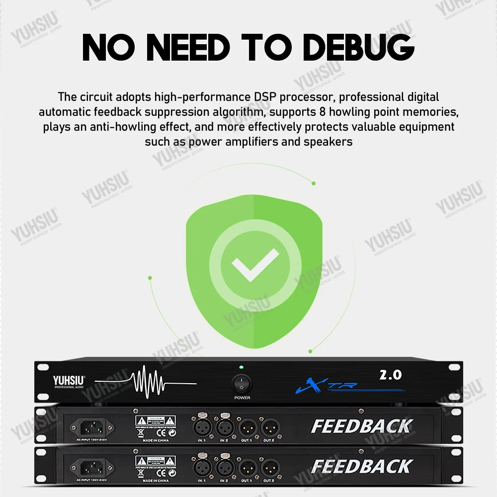 مدمرة ردود الفعل الاحترافية 6 في 6 خارج الأداء مرحلة المؤتمر التلقائي مكافحة عواء KTV ميكروفون تردد شيفتر