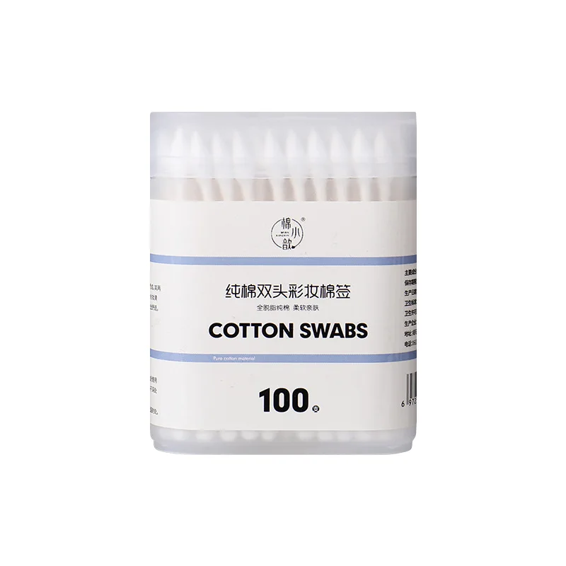 100 Uds. Por caja removedor de maquillaje de Color delineador de ojos limpiador hisopos de algodón puntiagudos en espiral de doble punta