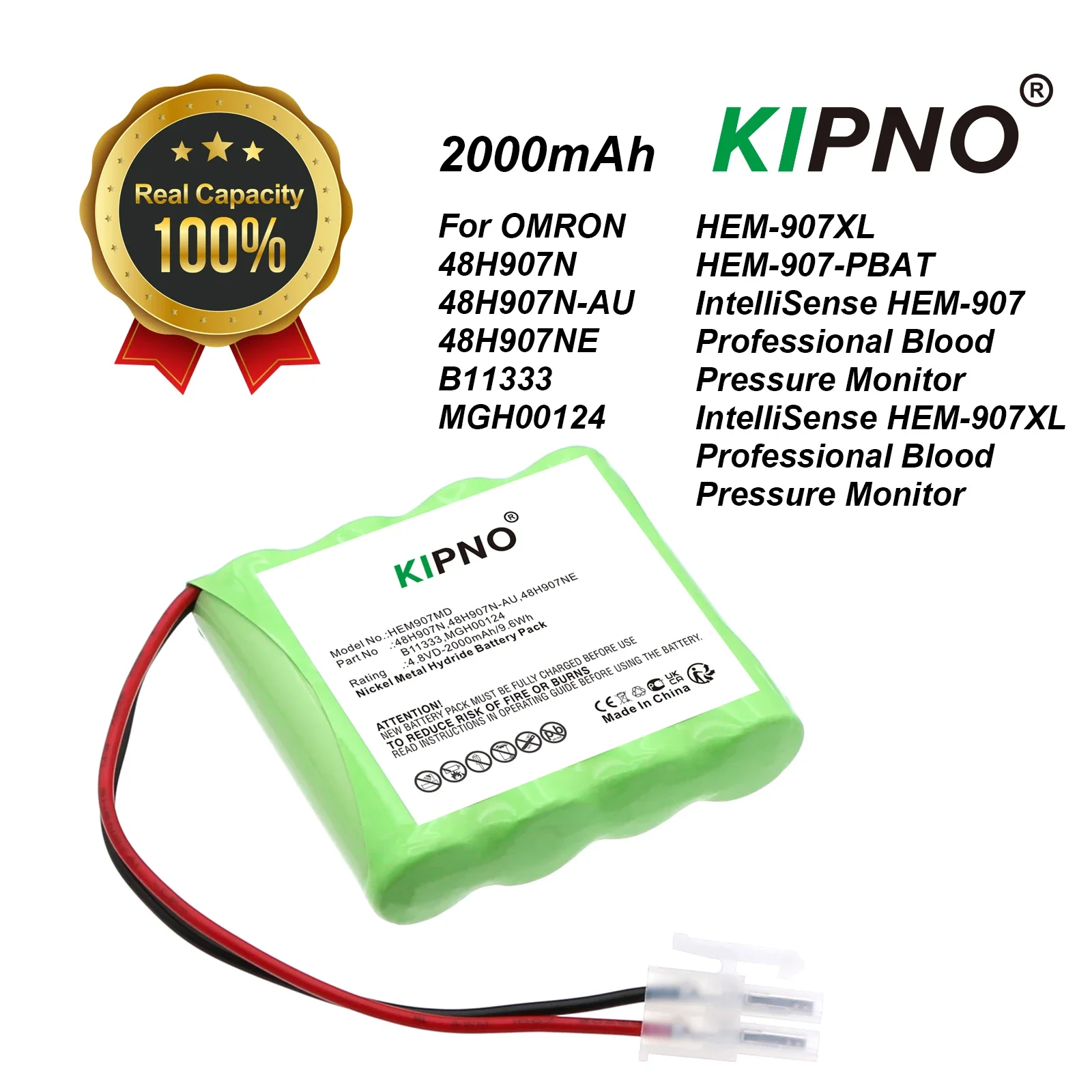 2000mAh 4.8V 9.60Wh Medical Ni-MH Battery for OMRON 48H907NE 48H907N 48H907N-AU MGH00124 B11333 HEM-907 HEM-907XL HEM-907-PBAT