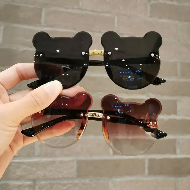 Summer Girl Boys Cute Kids Rimless Sunglasses 2023 Animal Cartoon Bear Children Baby Outdoor Sun Glasses Lunette Soleil Enfant