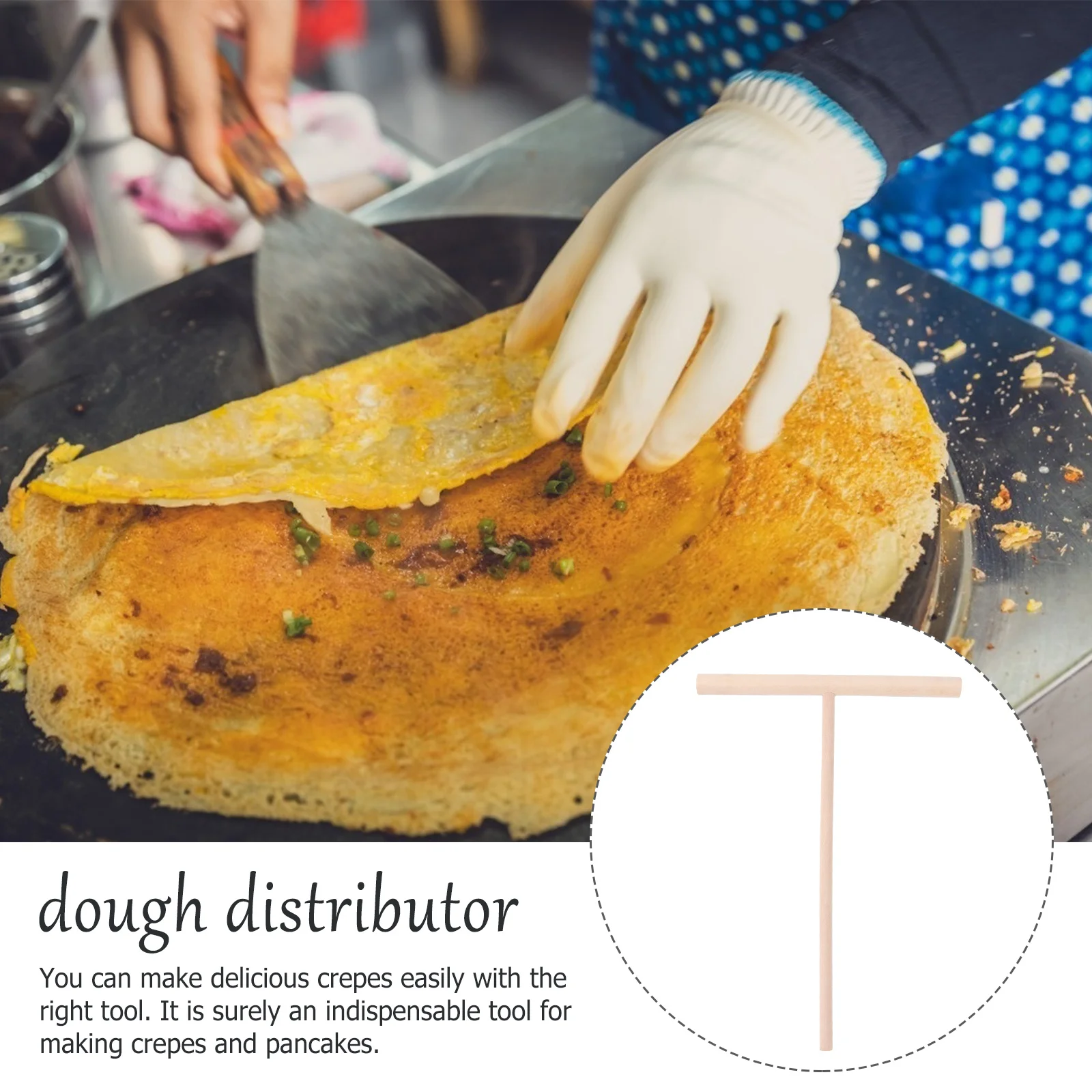 

2 Pcs Dough Distributor Crepe Batter Spreader Wooden Kitchen Tools Pancake Maker Cooker Utensils Crepe PanCake Accessories