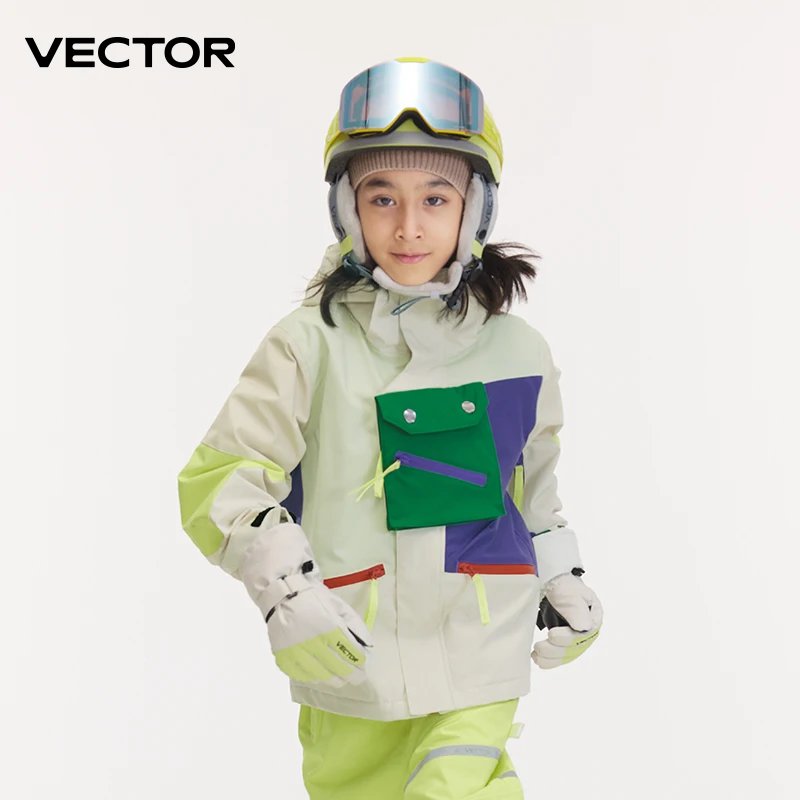 VECTOR Ski Wear Children Hooded Sweater Boys and Girls Wear Thickened Warmth Waterproof Equipment Jackets Snow Jacket