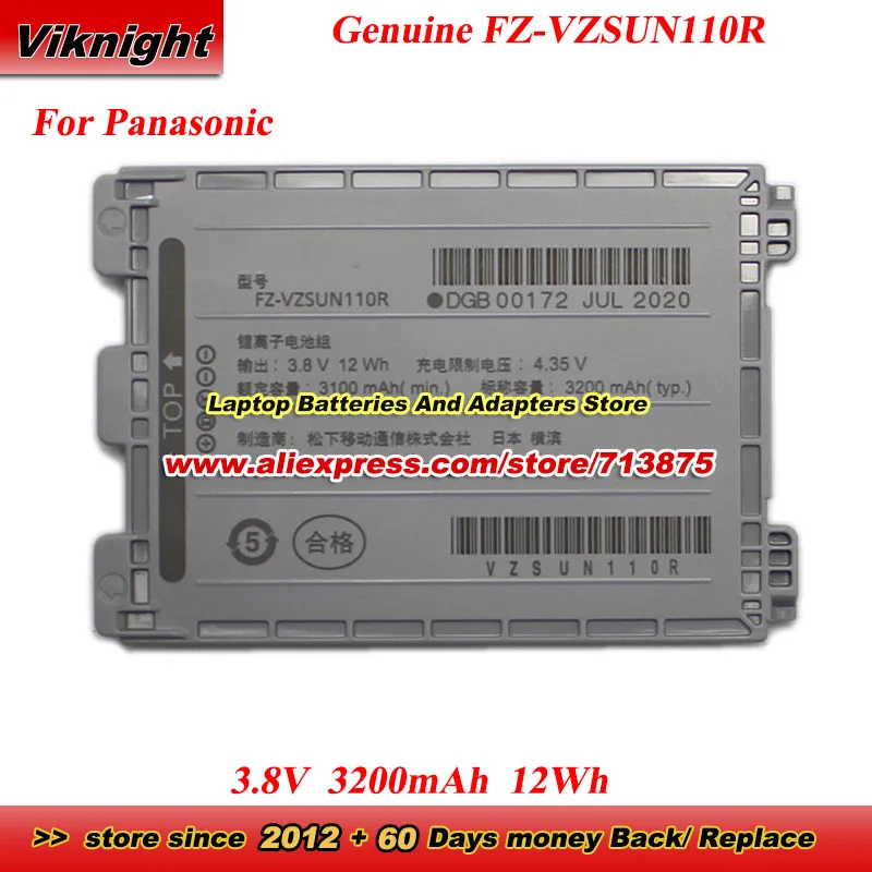 

Genuine FZ-VZSUN110R Battery 3.8V 3200mAh 12Wh for Panasonic Toughpad FZ-F1 TOUGHBOOK N1 Tactical Laptop Battery FZ-VZSUN110U